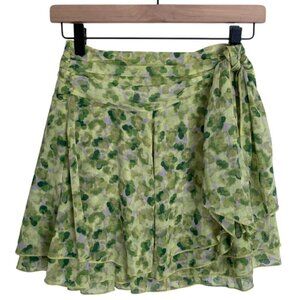 Aerie Chiffon Tiered Ruffle Mini Skirt Floral Tie Waist Size Small